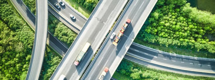 overhead view of land transportation