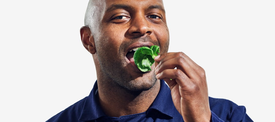 African American Man Eating Plenty's Greens